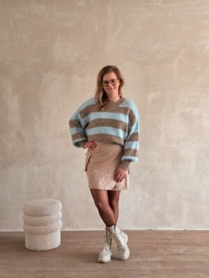 Benthe - trui blauw/bruin